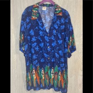 In Gear Hawaiian Mens Short Sleeve Button Shirt 2X SURF BOARD Surfer Tropical